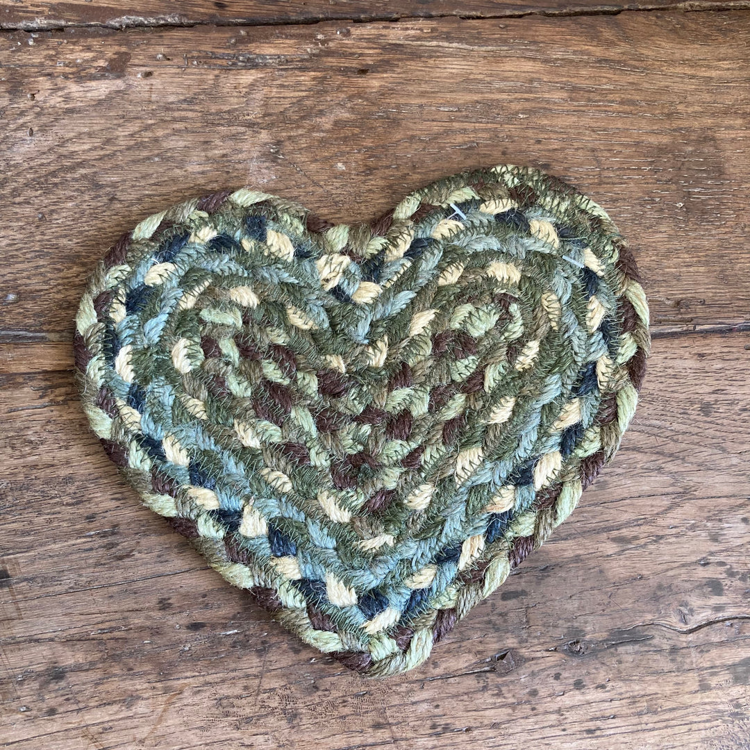 hedgerow green jute heart coaster at Source for the Goose, Devon