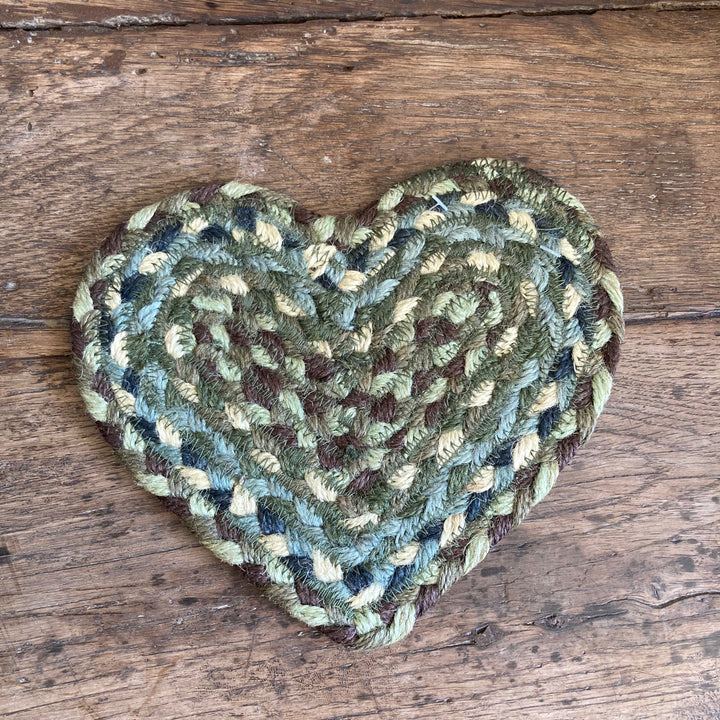 hedgerow green jute heart coaster at Source for the Goose, Devon