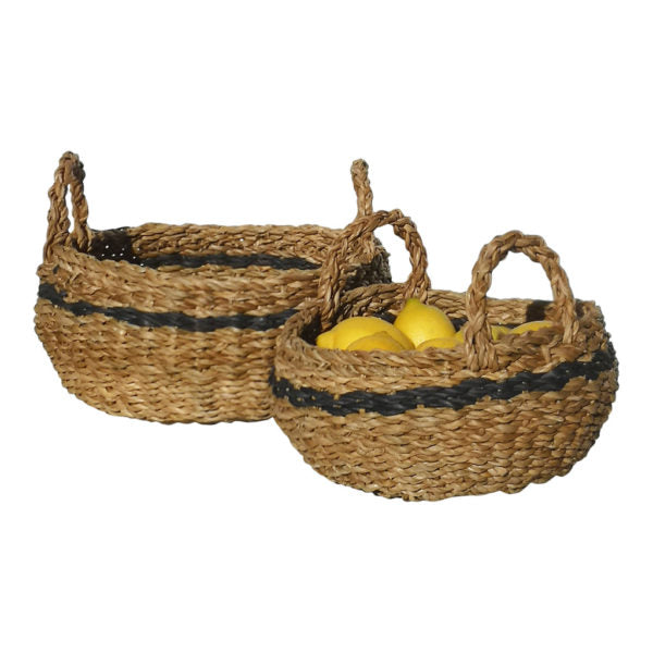 Round Stripe Jute Basket with Handles for sale at Source for the Goose, Devon