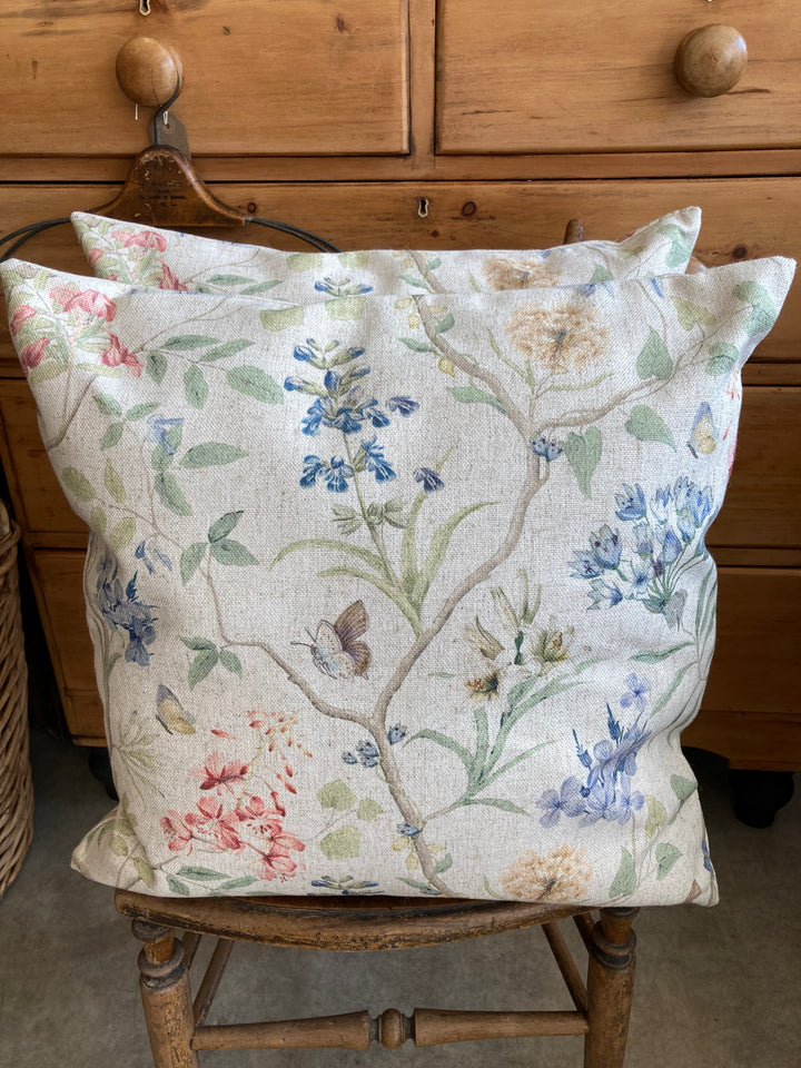 vintage style trailing flower design cushion