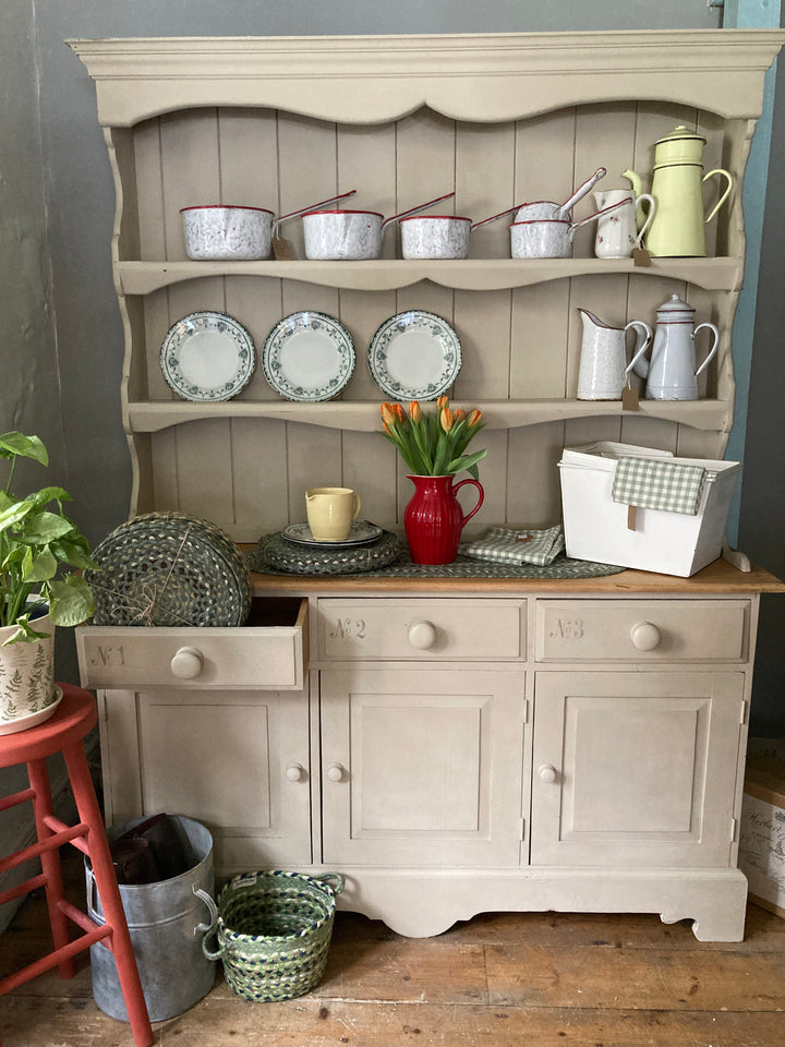Large Painted Pine Dresser for sale at Source for the Goose, Devon