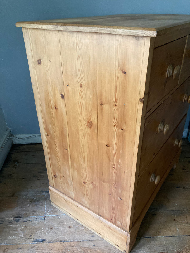 tall and deep vintage pine chest of drawers