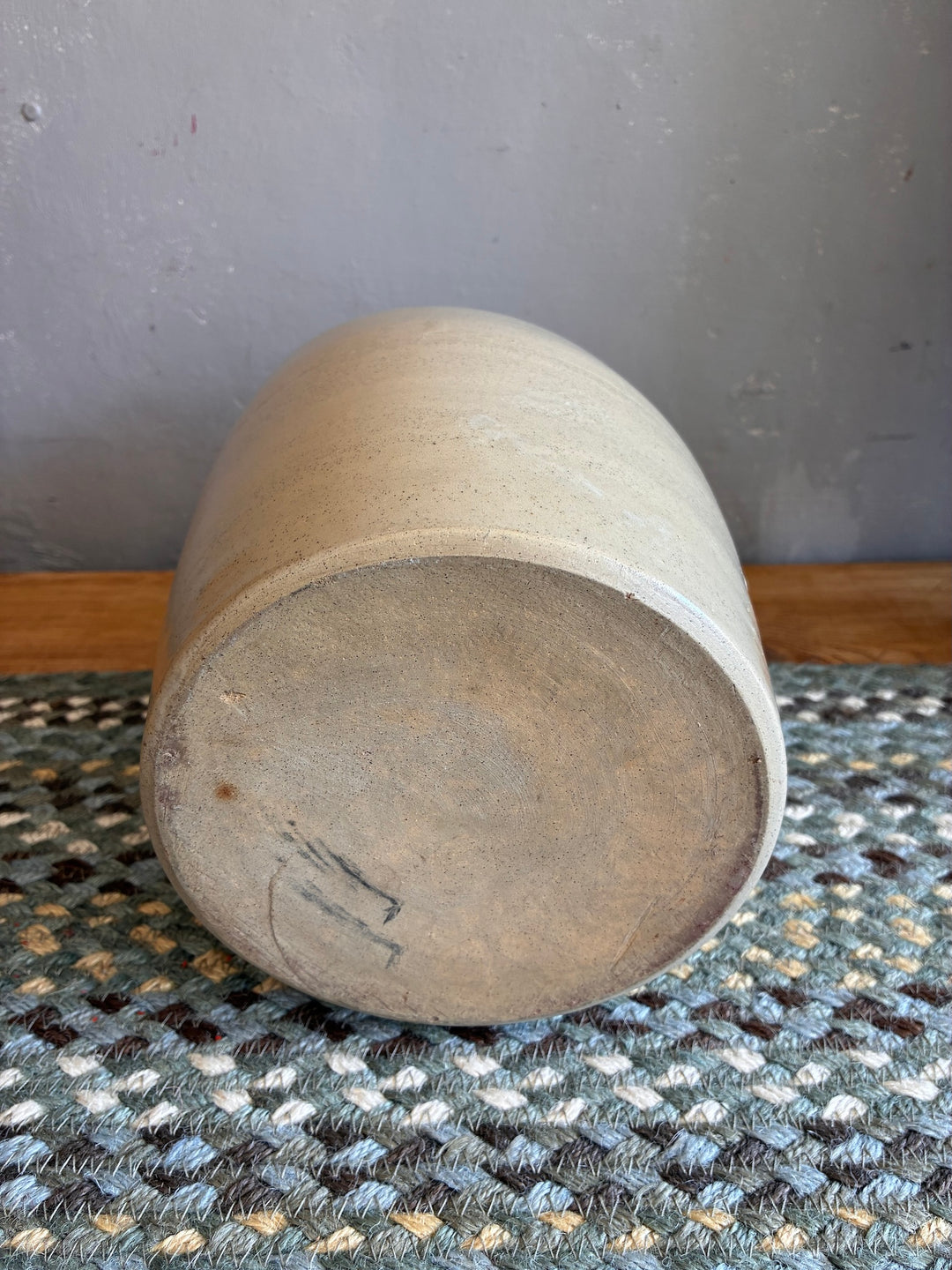 Bottom view of Large Stoneware Studio Pottery Jug showcasing its beautiful glaze and artisanal craftsmanship.
