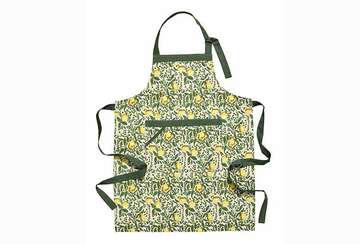 Summery Cotton Lemon Pattern Apron from Source for the Goose, featuring vibrant yellow and green hues and playful lemon designs.