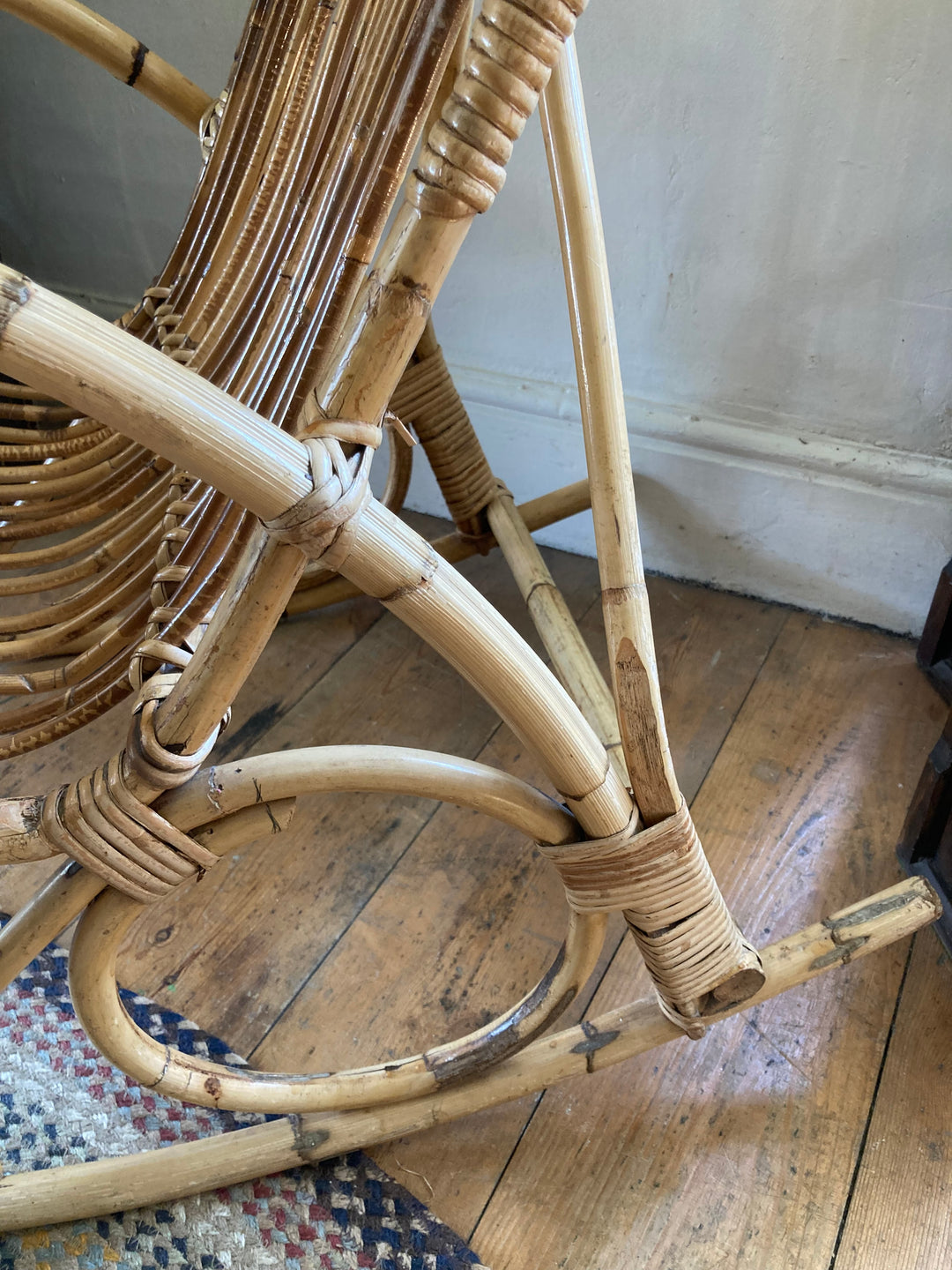 bentwood bamboo and wicker rocker for sale at Source for the Goose, Devon