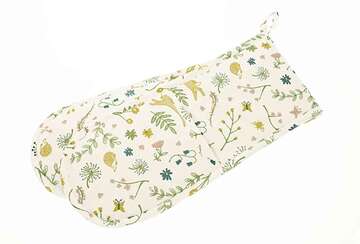 Hares and Meadow Double Oven Glove with floral design by Source for the Goose, perfect for summer cooking in Devon.