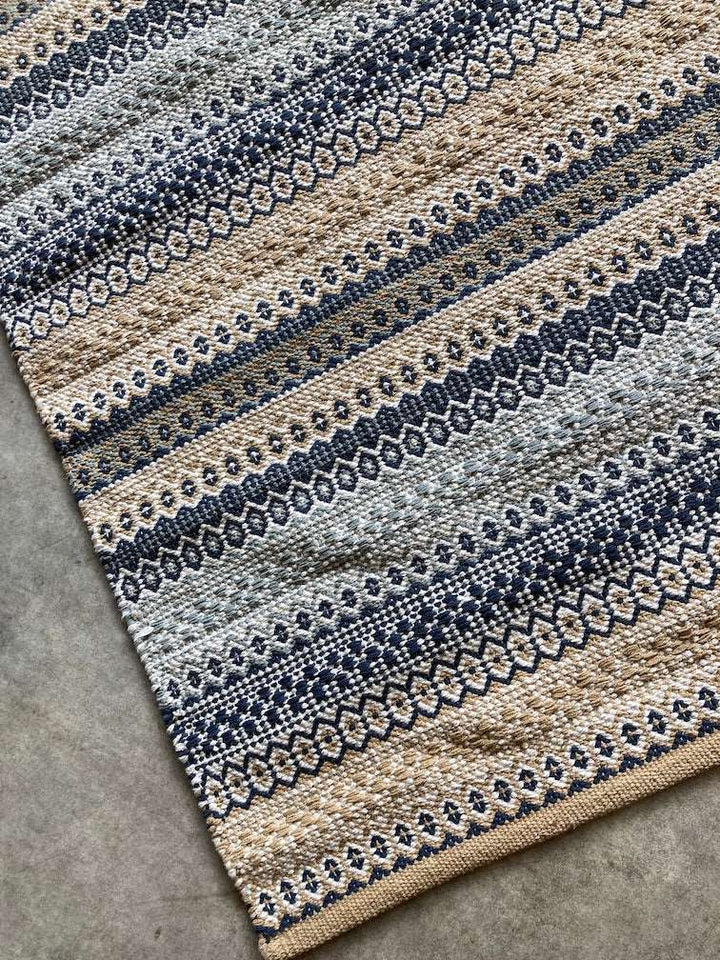 Fairisle pattern Cirrus Yellow and Blue Rug by waltons & Co