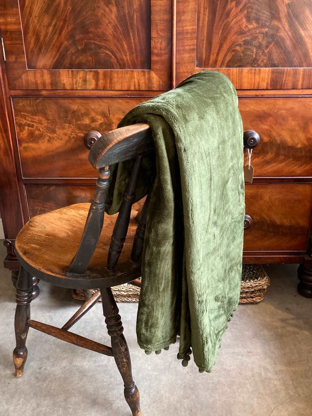 Waltons of Yorkshire Olive Green Cashmere Touch Throw
