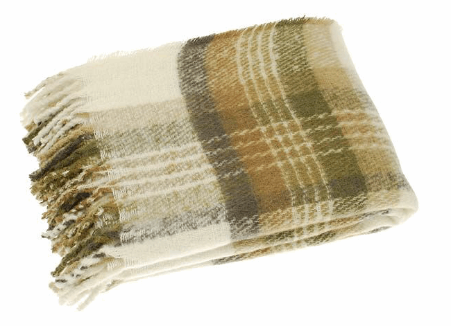 Faux Mohair Olive Green Throw by Waltons of Yorkshire