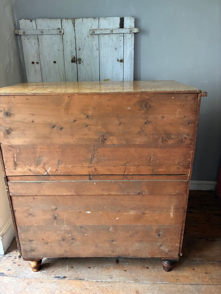 19th Century Scumbled Pine Chest of Drawers with original finish and rustic charm, Source for the Goose, Devon
