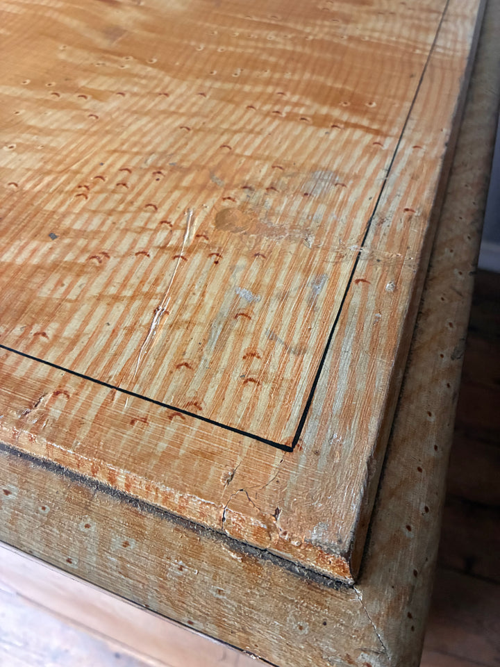 Close-up view of the top surface of a 19th Century Scumbled Pine Chest of Drawers showcasing its original texture and finish.