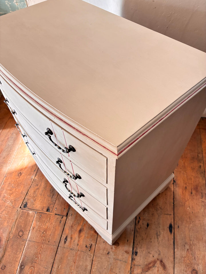 The Georgian Ribbon Chest of Drawers- Hand Painted top view showcasing vintage home elegance in Devon.