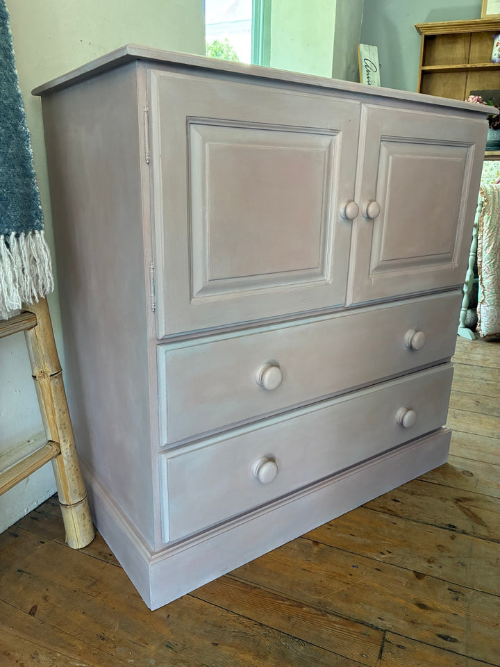 Pretty Painted Cupboard with drawers in dreamy heather tones from Source for the Goose, Devon.
