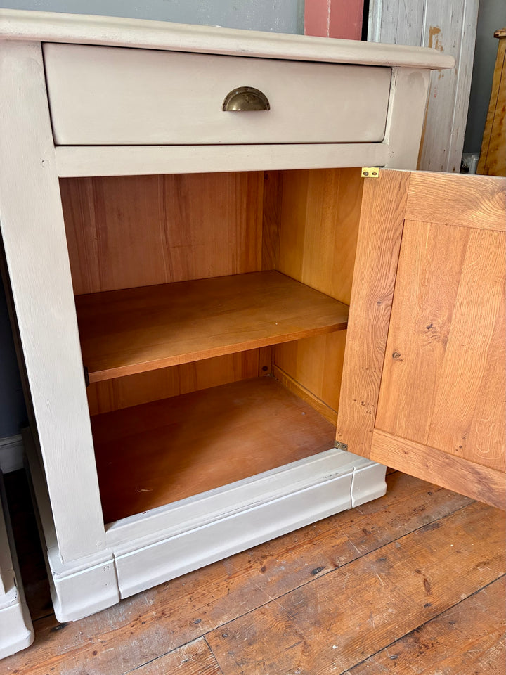 The Manoir - Oversized Painted Side Cupboards featuring hand painted finish and open storage in country house style.