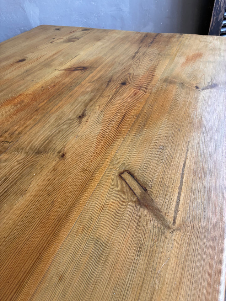 Top view of Pine Kitchen Island with Painted Base featuring natural wood grain and rich textures.