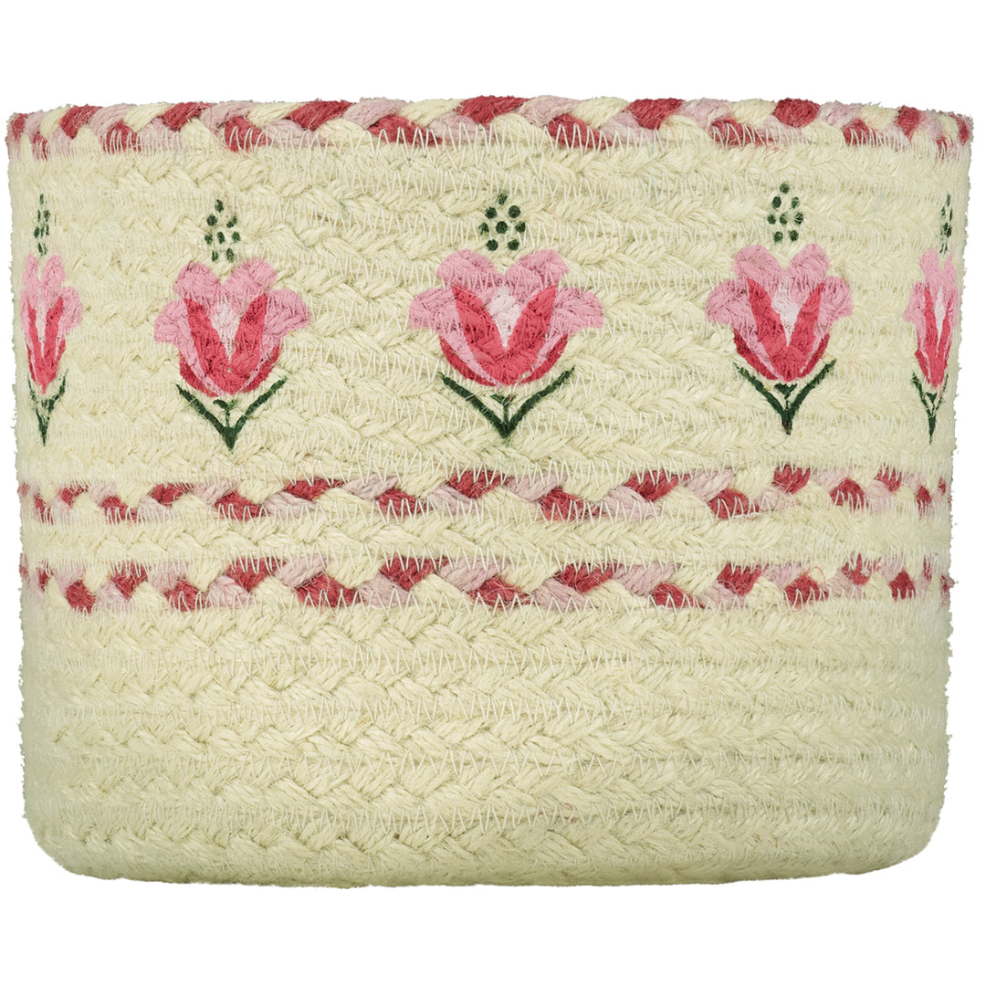 Pink Lily Jute Basket by The Braided Rug Company