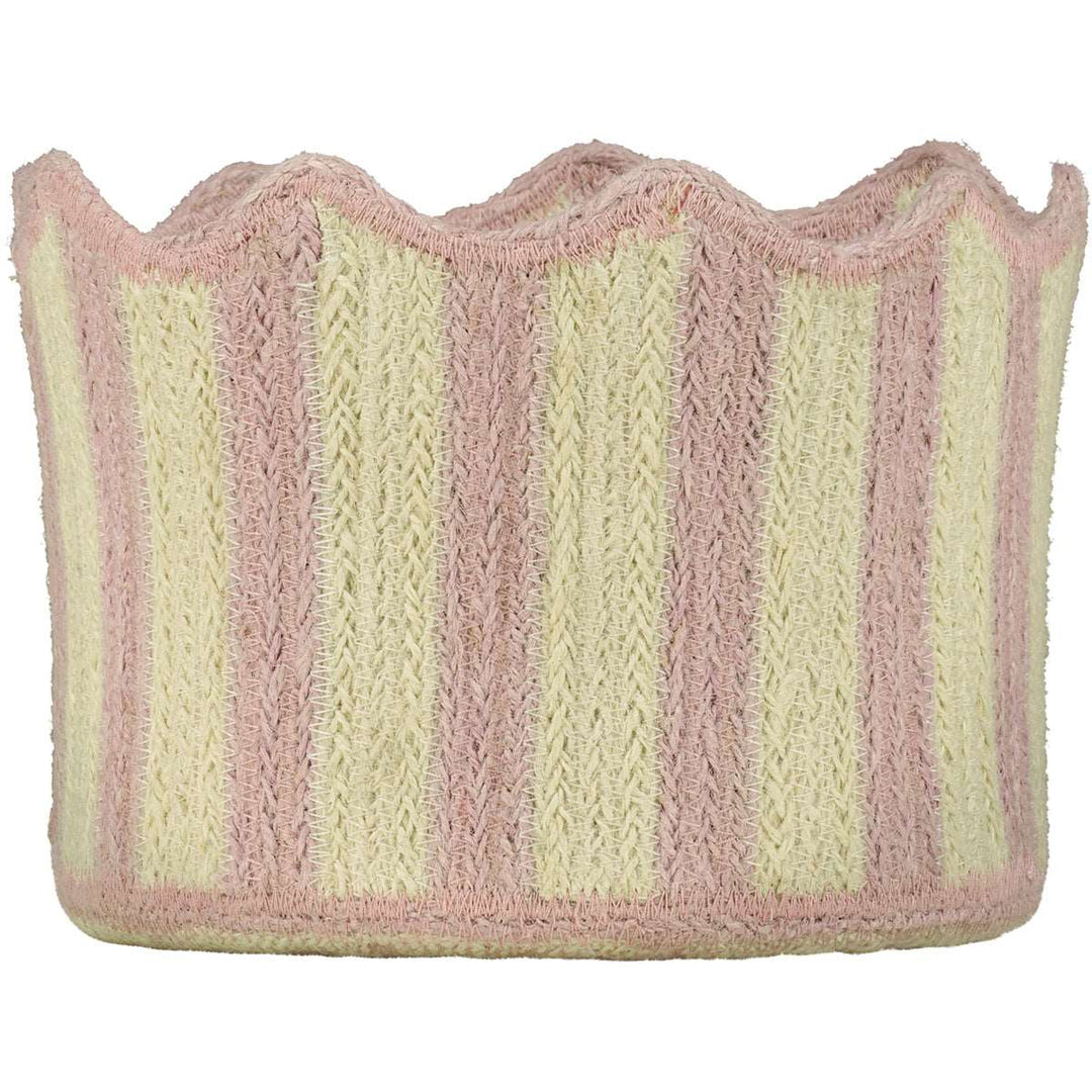 pink and white stripe tulip basket with scalloped top