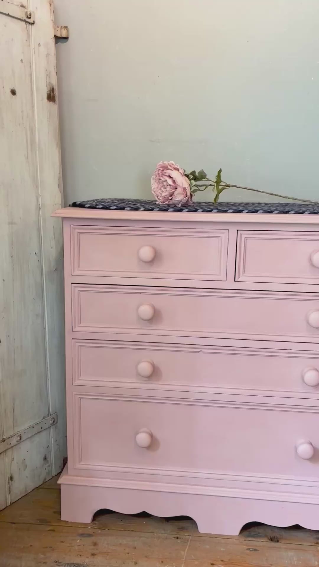 Soft Pink Chest of Drawers by Source for the Goose, Devon, showcasing handpainted finish and elegant design.