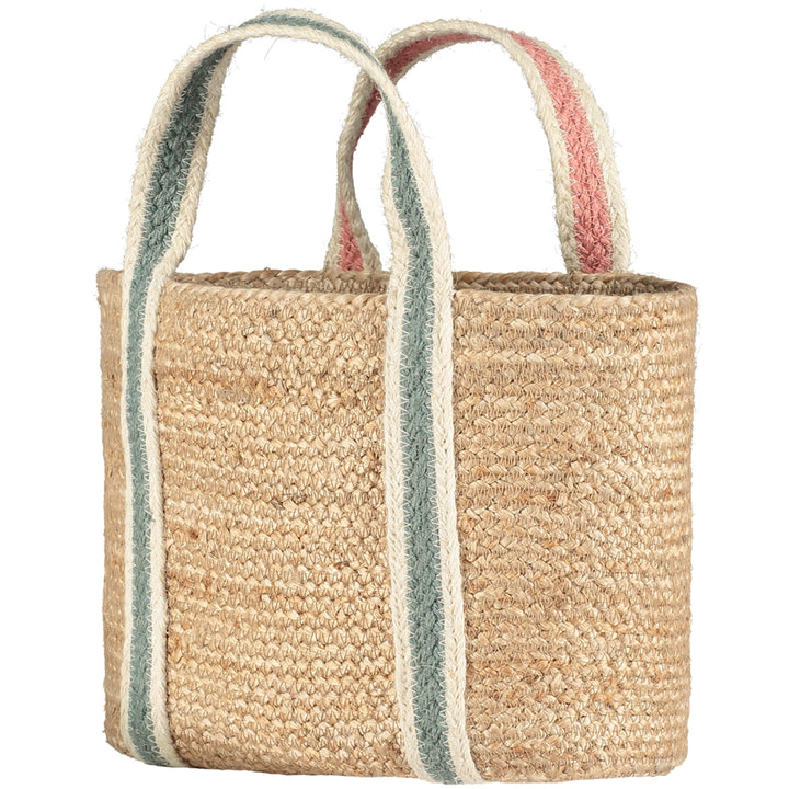 Short Handled Jute Summer Rose Tote Bag for sale at Source for the Goose