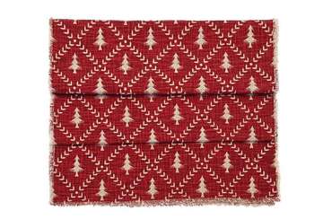 Christmas Tree Trellis Table Runner - Two Colourways in traditional red, featuring festive tree patterns.