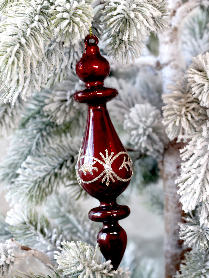 Red Glass Finial Ornament by Chic Antique