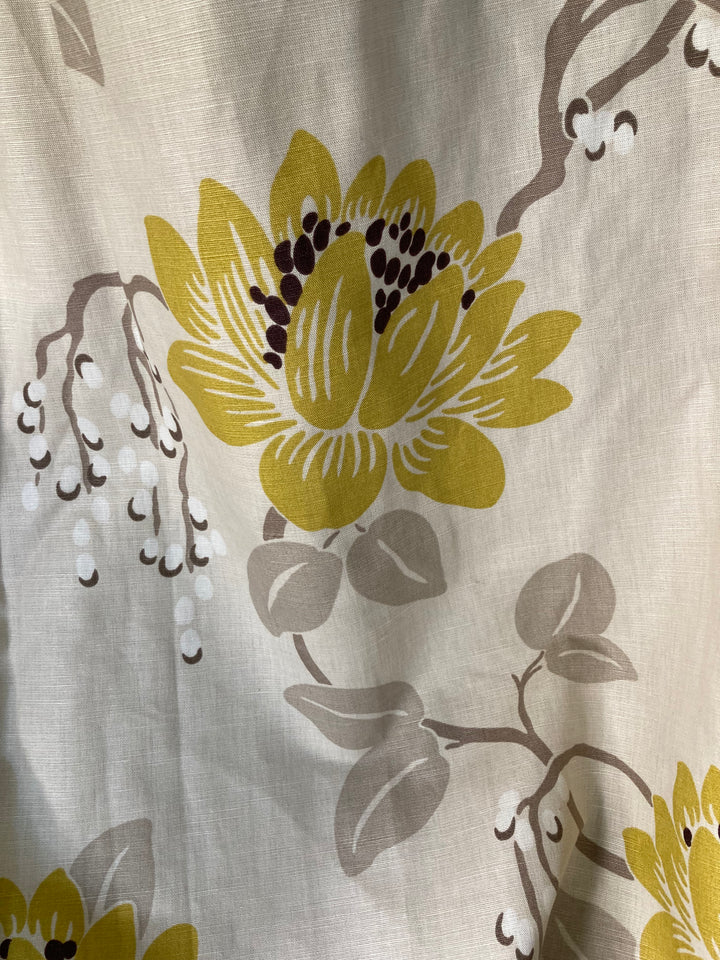 Retro style curtains with lime and chocolate design