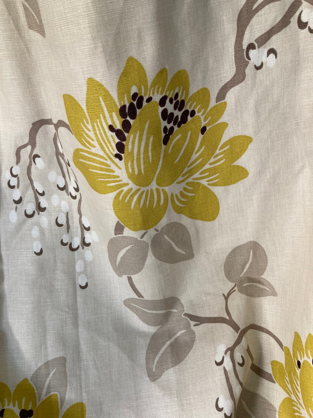 Retro style curtains with lime and chocolate design