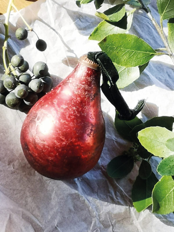 Antique Ruby Glass Pear Bauble for sale at Source for the Goose, Devon