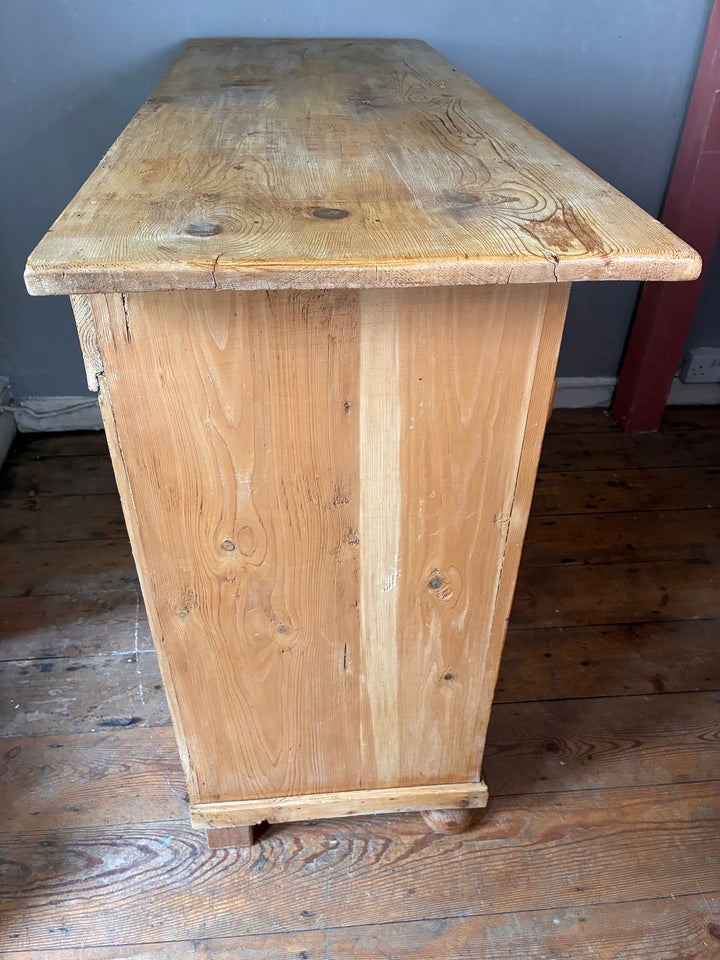 Rustic Antique Pine French Cupboard with a natural finish showcasing its antique charm and character.