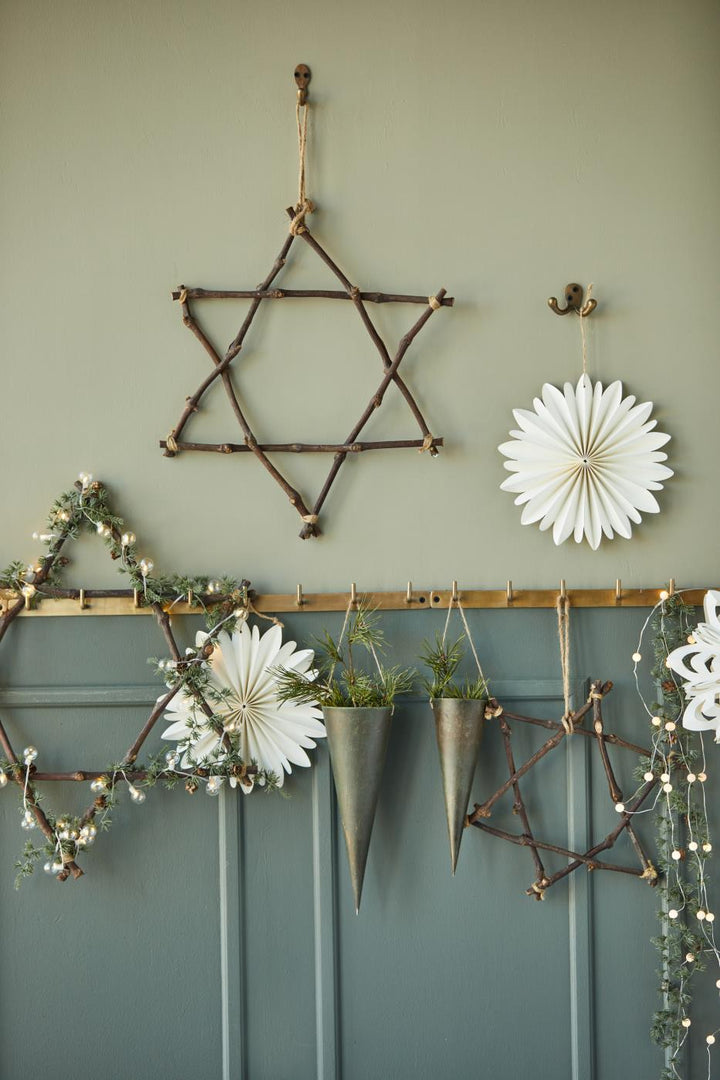 Set of Three Small Rustic Christmas Star Decorations