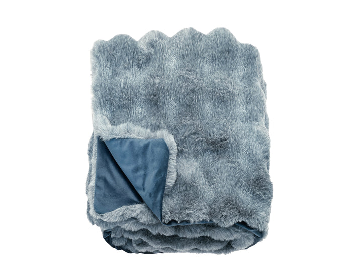 Slate Blue Faux Fur Throw made of soft bubble-like texture, ideal for cozying up in style from Source for the Goose.