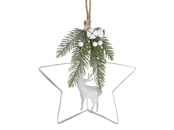 Small Hanging Star with Bells and deer in the centre 