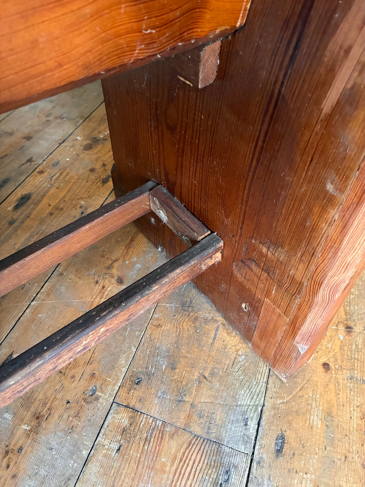 Detail of the support structure on a Small Antique Pine Church Pew from Source for the Goose, Devon.