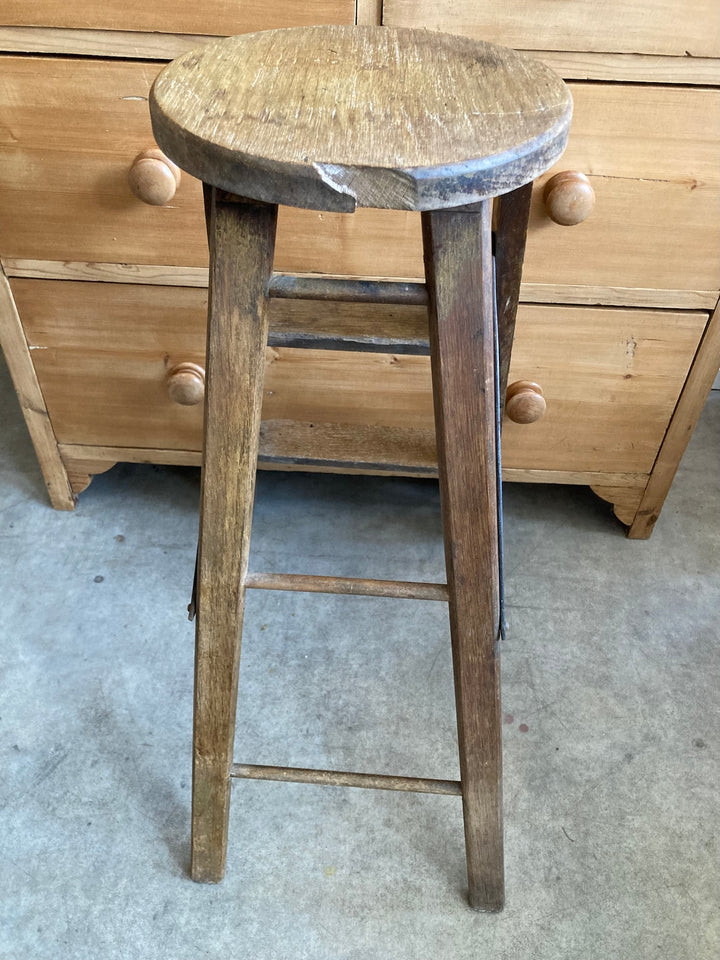 Small vintage step ladder with two steps, round top, perfect for lamps or plants, from Source for the Goose Devon.