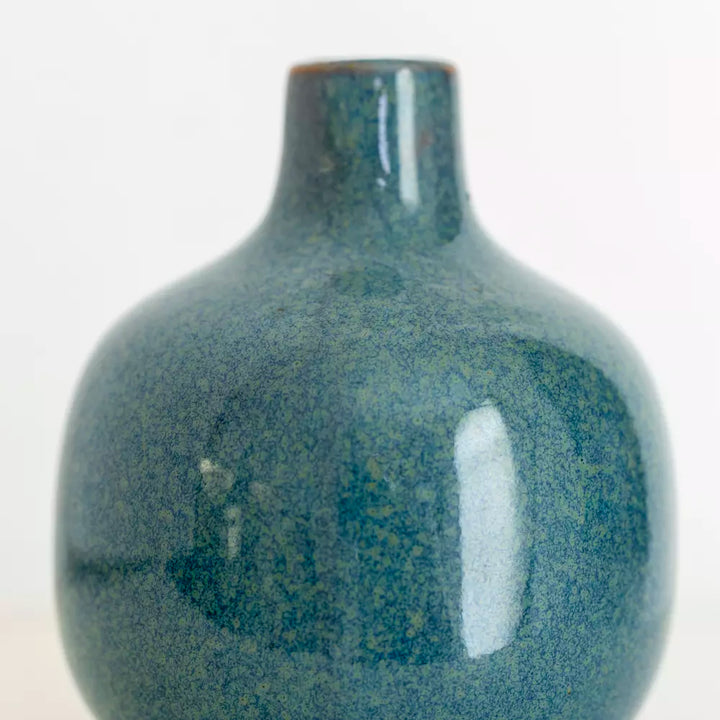 Dainty ceramic bud vase in calming smoke blue from Source for the Goose, Devon, perfect for home decor.