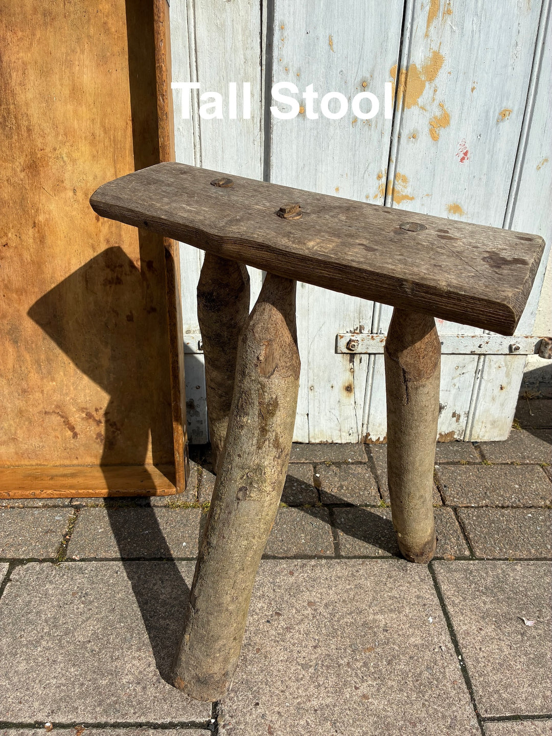 Handmade Wooden Bodger Stool with rough hewn finish, perfect for a rustic decor, Source for the Goose, Devon.