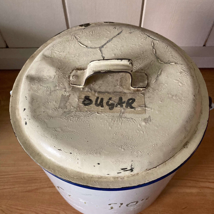 Various Vintage Enamel Kitchen Canisters