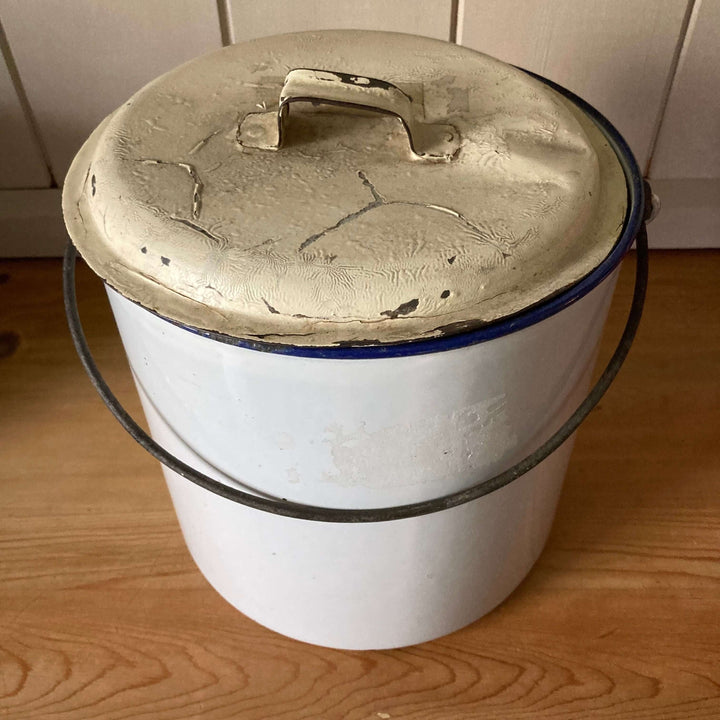 Various Vintage Enamel Kitchen Canisters