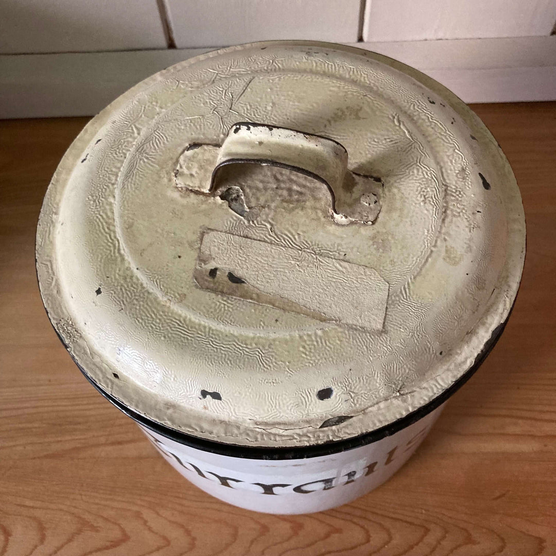 Various Vintage Enamel Kitchen Canisters