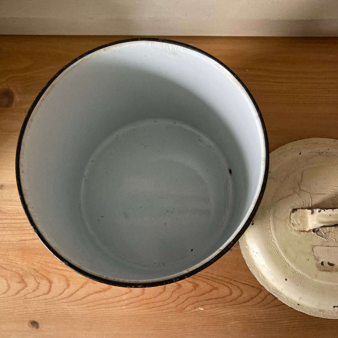 Various Vintage Enamel Kitchen Canisters