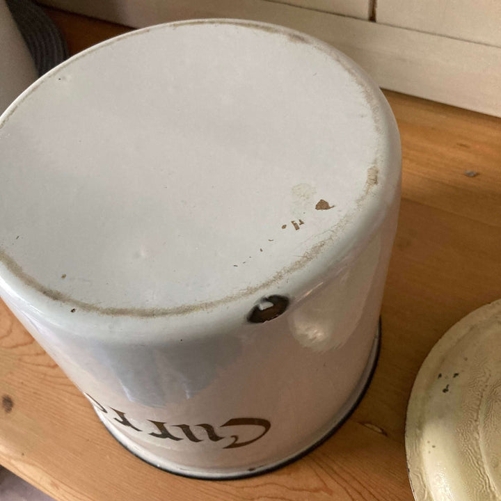 Various Vintage Enamel Kitchen Canisters