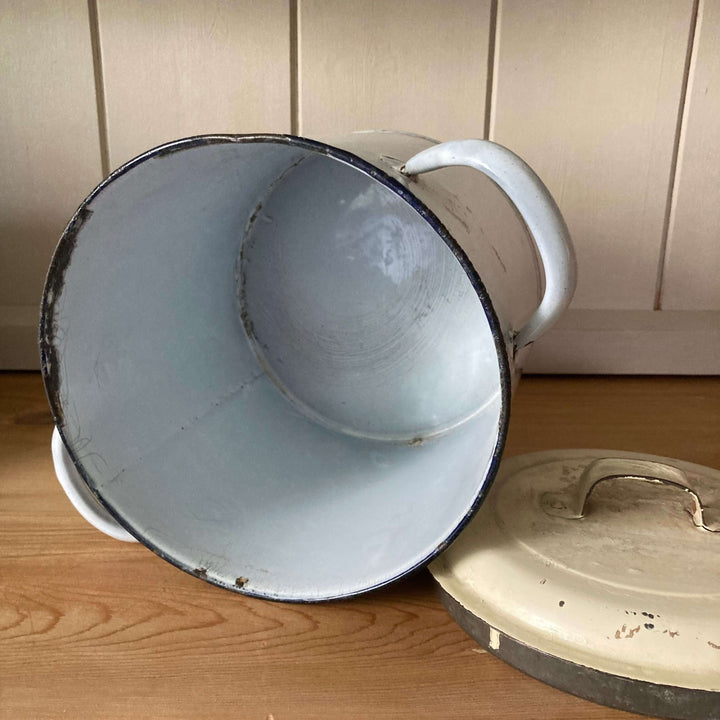 Various Vintage Enamel Kitchen Canisters