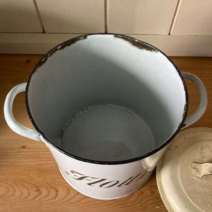 Various Vintage Enamel Kitchen Canisters