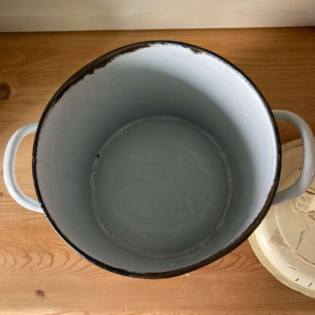 Various Vintage Enamel Kitchen Canisters