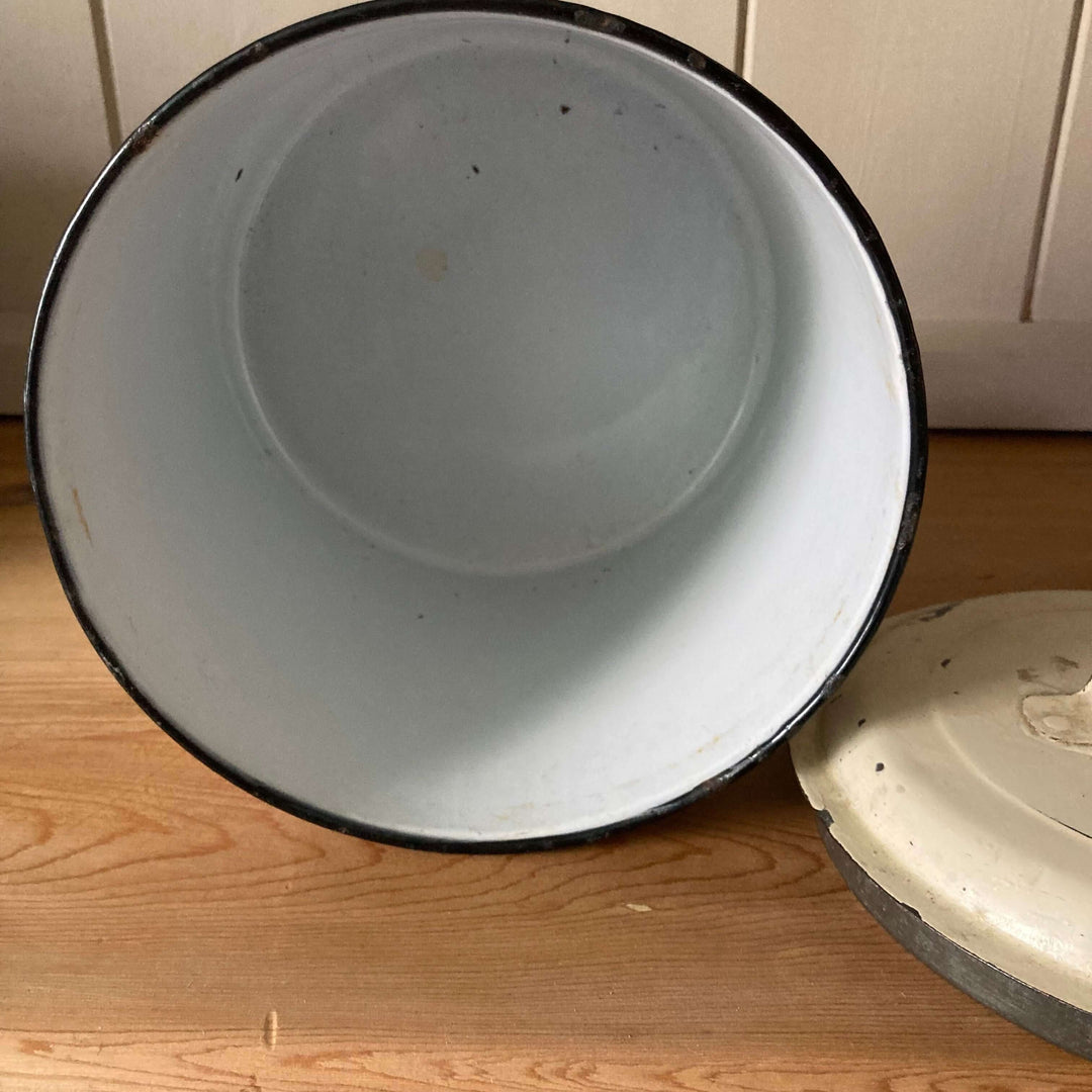 Various Vintage Enamel Kitchen Canisters