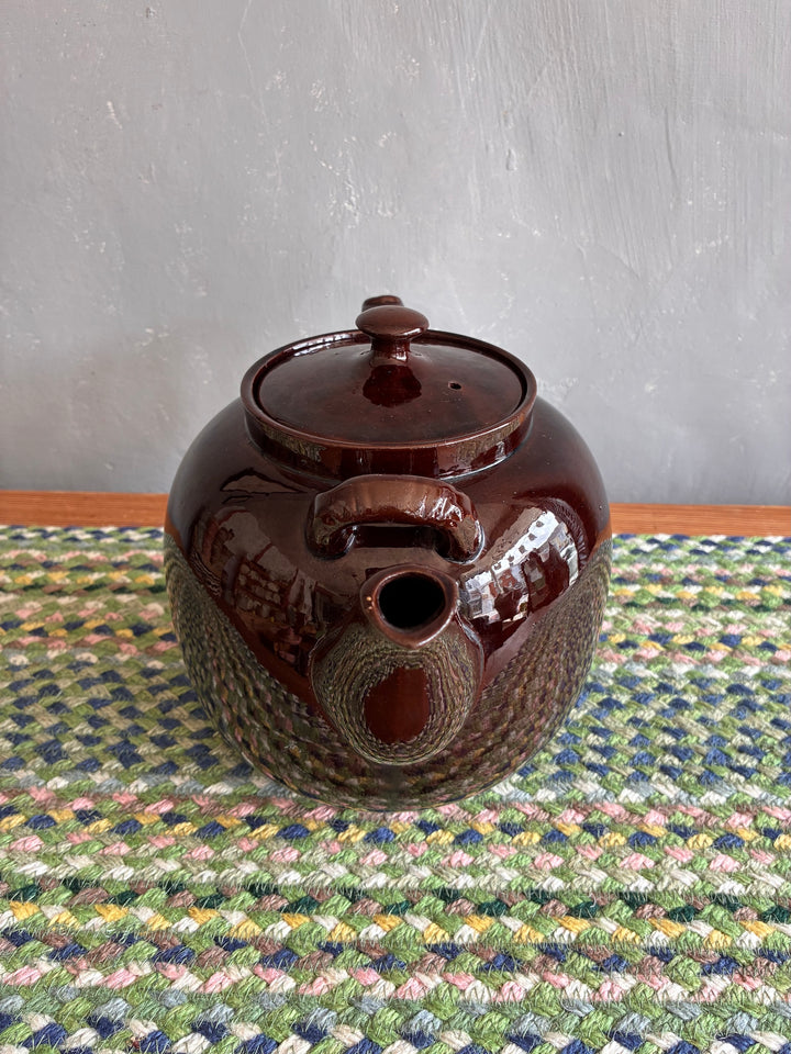 Vintage 6 Pint Brown Betty Teapot, brown ceramic, spacious with two handles, perfect for tea lovers, from Source for the Goose, Devon.