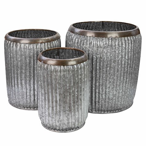 Galvanised Dolly Planters
