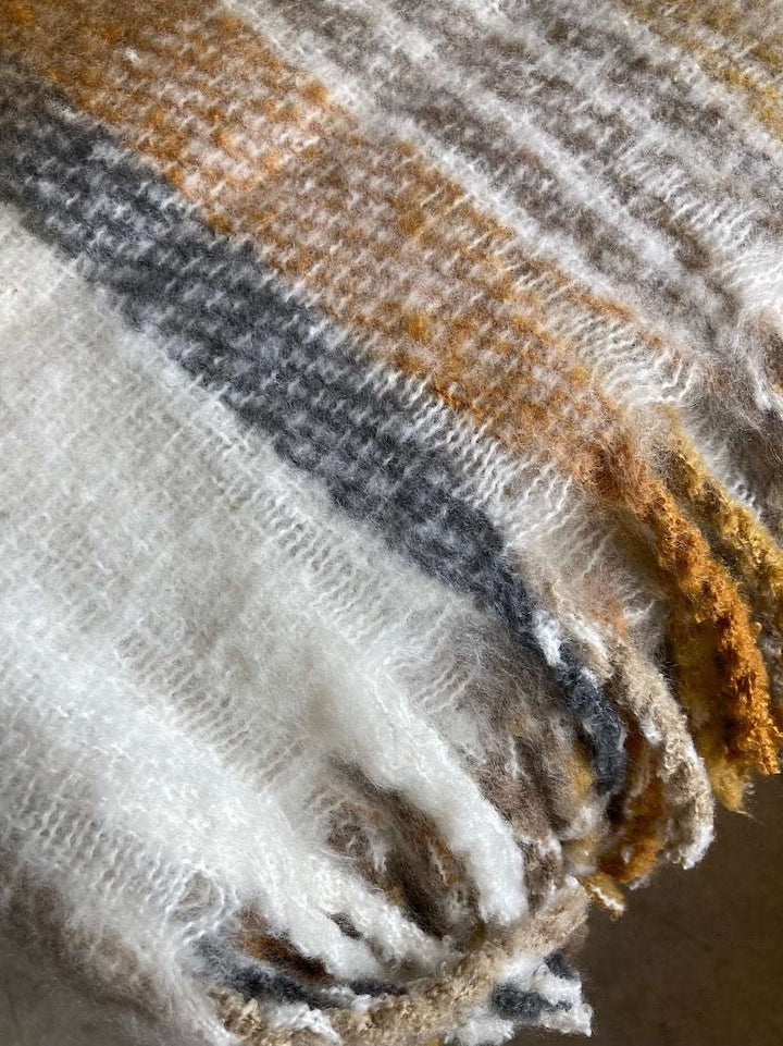 Faux mohair ochre yellow throw by Waltons of Yorkshire