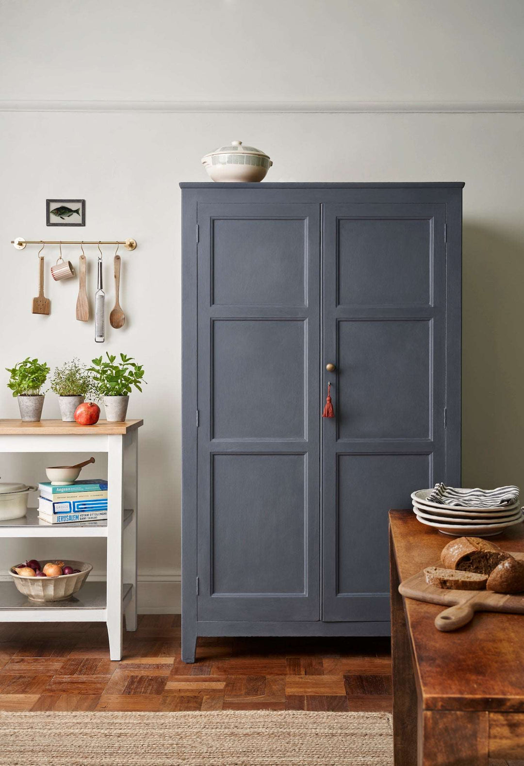 cupboard painted in Annie Sloan Chalk paint Whistler Grey
