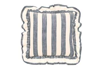 Blue Stripe Ruffle Cushion for sale at Source for the Goose, Devon